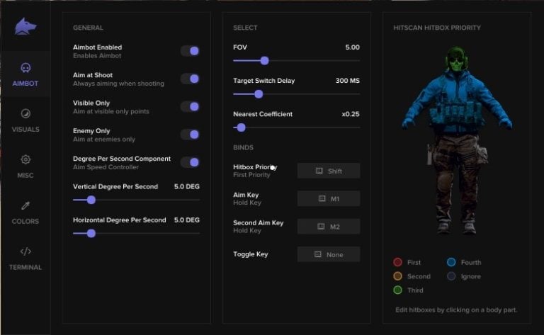 BO7 aimbot settings — FOV, smoothing, visibility checks in Cheatservice