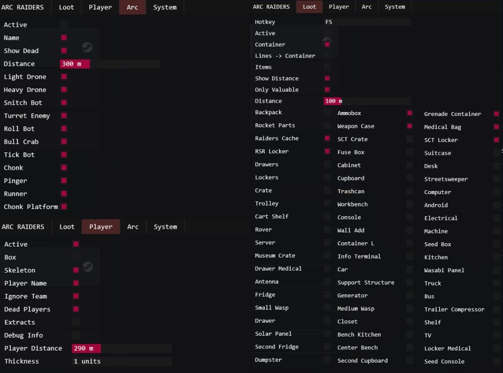 ARC Raiders Cheats & Hacks | Aimbot & ESP (Undetected 2026) ARC Raiders Aimbot menu showing bone selection and smooth aiming settings