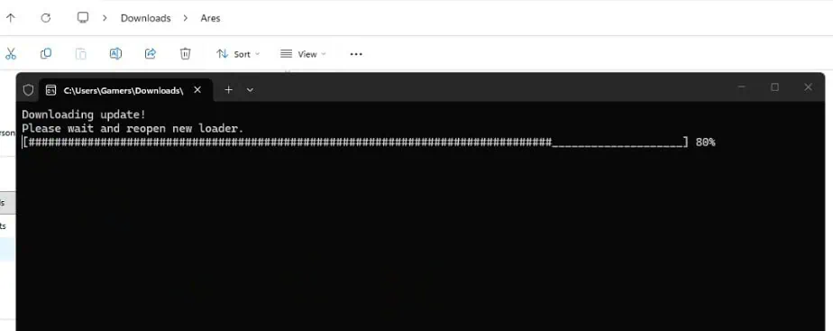Downloading game update progress on a computer screen.