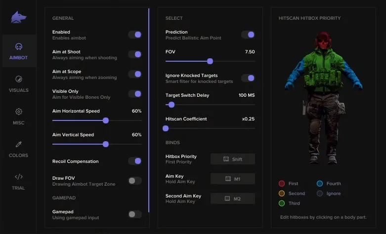 MW4 Cheats: Undetected Aimbot, ESP, Radar & Spoofer MW4 aimbot settings menu